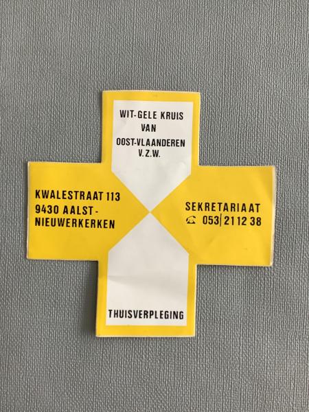 Sticker Wit - Gele Kruis - Foto 1